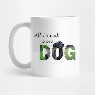 All I need is my dog - black labrador oil painting word art Mug